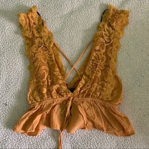 Lacy mustard crop top